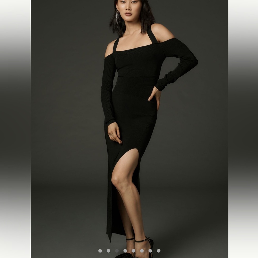 By Anthropologie Long-Sleeve Square-Neck Slim Knit dress